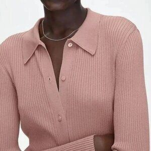 ARITZIA FINLEY women's medium TAN knit polo sweater NEW!!
